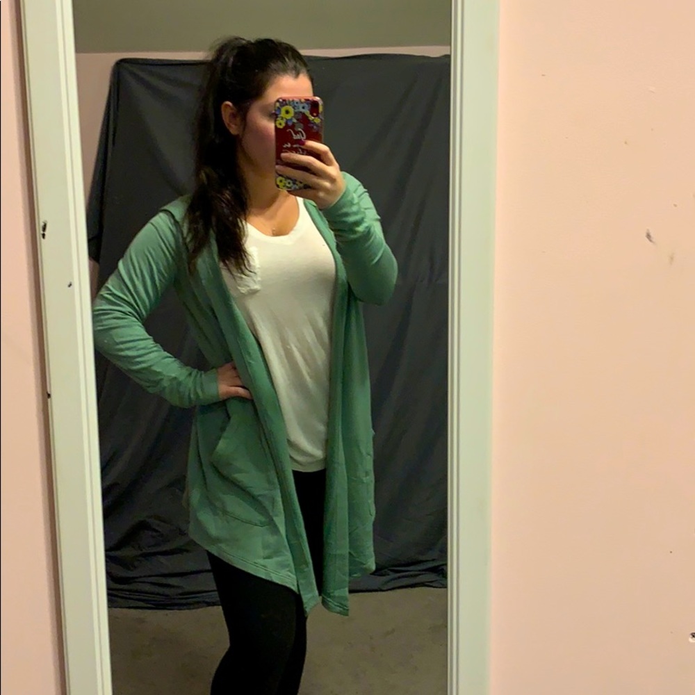 Green long sleeve cardigan